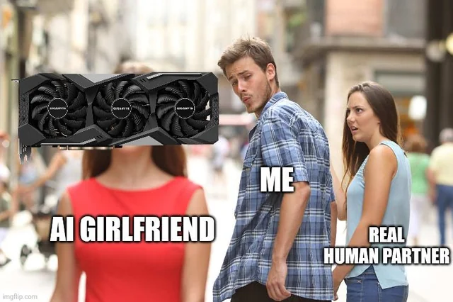 It's a long-distance relationship, but she has 50 GB of VRAM!!!! – Image