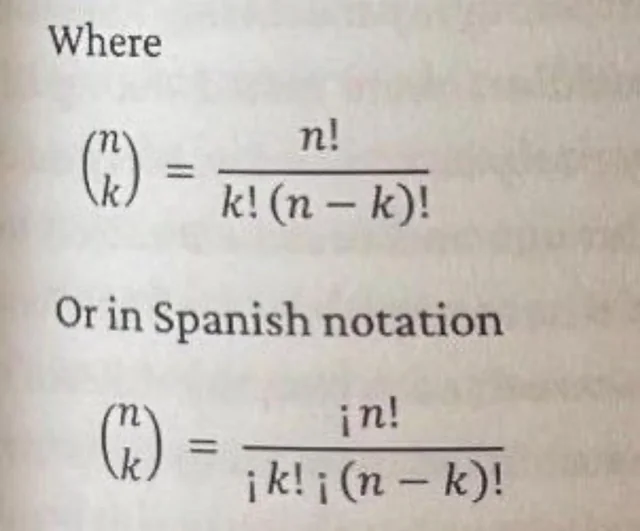 Mathematicians in Spain really said “¿Why use one factorial when you can use three?” – Image