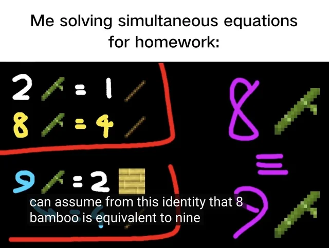 Me solving simultaneous equations for homework: #1 – Image