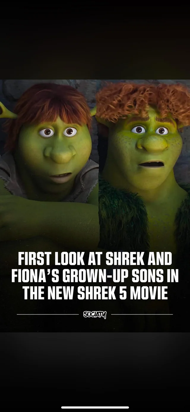 DreamWorks has released the first look at Shrek and Fiona’s grown up sons, Fergus and Farkle. – Image