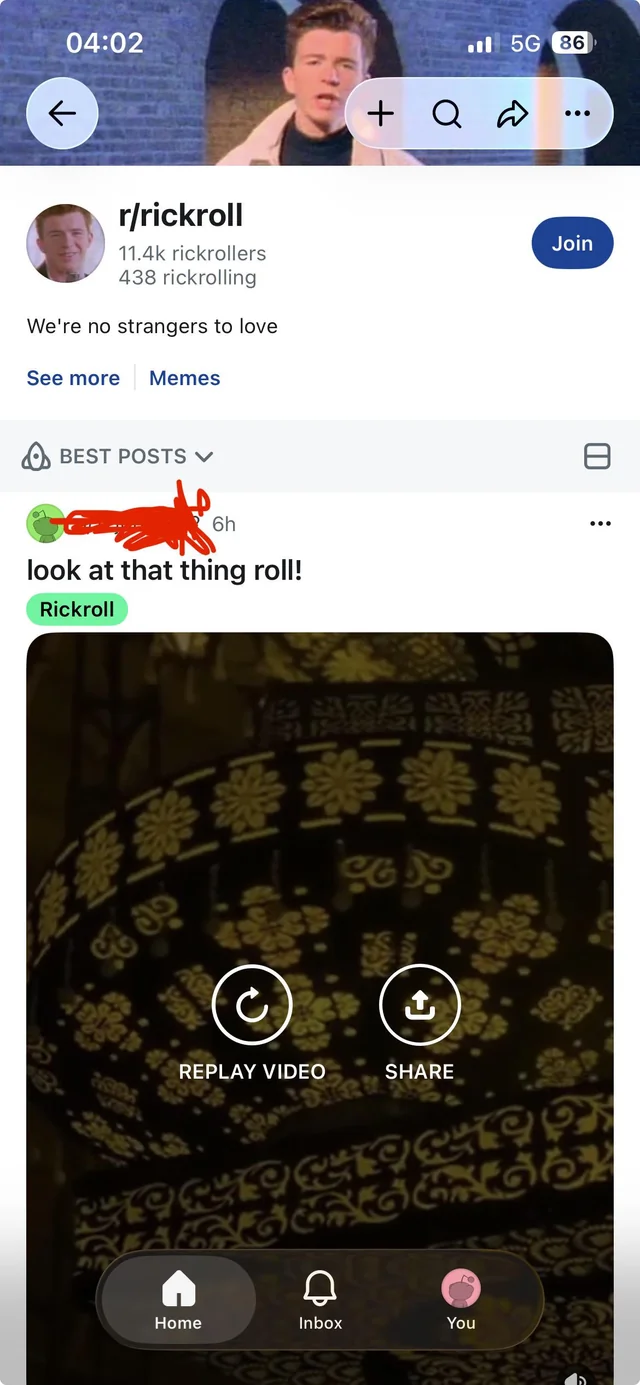 Rick roll subreddit – Image