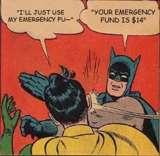 Financial advisors say you need 3-6 months of expenses saved. I have 3-6 hours. – Image