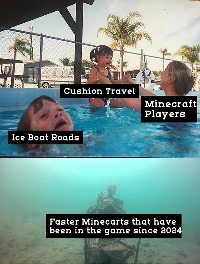 friendly reminder that Mojang already added faster Minecarts 2 years ago (Minecart Improvements) – Image