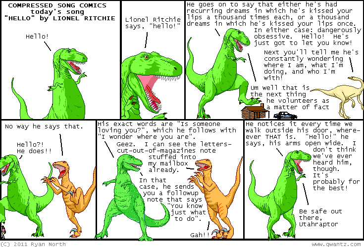 COMPRESSED SONG COMICS today's song "HELLO" by LIONEL RITCHIE